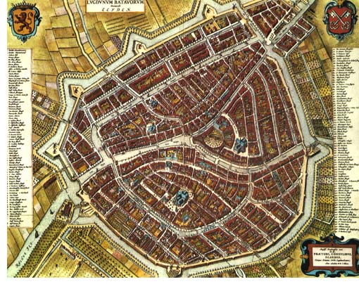 Old city map of Leiden