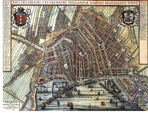 Old city map of Amsterdam