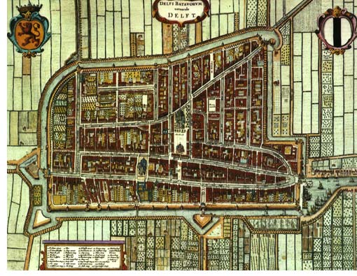 Old city map of Delft